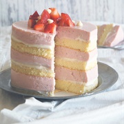 Layered Roasted Strawberry & White Chocolate Cheesecake