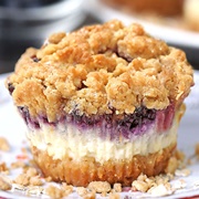 Blueberry Crumble Cheesecake Muffins