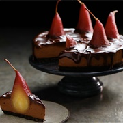 Red Wine Poached Pear Cheesecake
