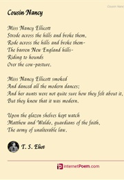 Cousin Nancy (T S Eliot)
