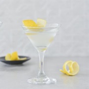 Double Medium-Dry Vodka Martini, on the Rocks, With Lemon Peel