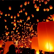 Let Go of a Floating Lantern in Thailand