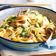 Salmon and Green Bean Alfredo