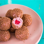 Dark Chocolate Covered Strawberry Cheesecake Bites