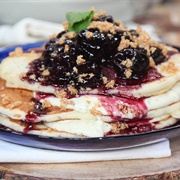 Dark Cherry Cheesecake Pancakes