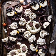 Spooky Monster Chocolate Covered Pretzel Brownies