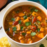 Sweet Potato Spinach Lentil Soup