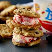 White Chocolate Cherry Cheesecake Cookie Ice Cream Sandwiches