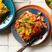 Spicy Red Pepper Jackfruit Enchiladas