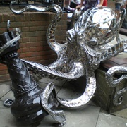 Octopus &amp; Eel Wrestling With Chess Pieces, Hastings, UK