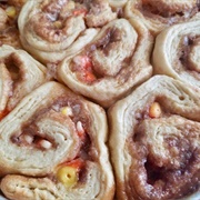 Candy Corn Cinnamon Rolls