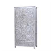 Tipton Hand Carved Reclaimed Wood Rustic Armoire