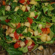 Apple and Vegetable Salad With Parsley and Vegan Cheese