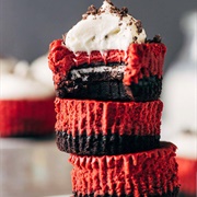 Mini Oreo Stuffed Red Velvet Cheesecakes