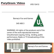 Barney's Fun and Games Video Label