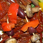 Vegetable Skewers With Black Olives