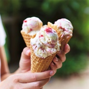 Raspberry Ripple and Pistachio Ice Cream
