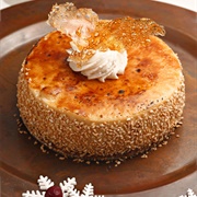Eggnog Brûlée Cheesecake With Gingerbread Crust
