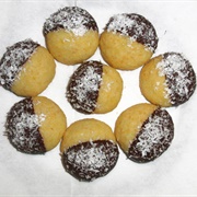 Vegan Chocolate-Dipped Coconut and Nougat Cookies