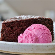 Chocolate Cake With Beetroot Ice-Cream