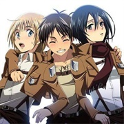 Eren, Mikasa, and Armin