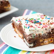 Birthday Cake Oreo Brownie Bars