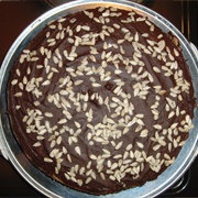 Vegan Chocolate Sunflower Seed Cake With Banana Cream and Redcurrant Jelly