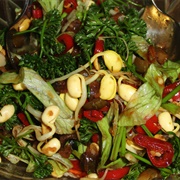 Soya Sprout Salad With Parsley, Peperoni, Olives and Soya Nuts