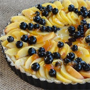 Drunken Blueberry Peach Cheesecake Tart