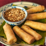 Spring Rolls & Fried Rice, Beef & Mushrooms, Phnom Penh, Cambodia