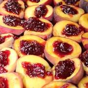 Peach Stuffed With Lingonberry Jam