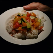 Rice With Bell Pepper and Zucchini