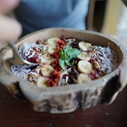 Smoothie Bowl With Banana, Goji Berries and Sunflower Seeds