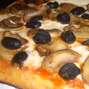 Mushroom and Olive Pizza