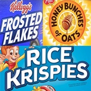 Frosted Flakes, Honey Bunches of Oats, and Rice Krispies