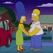 Homer and Marge, the Simpsons
