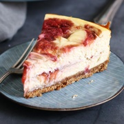 Baked Rhubarb Swirl Cheesecake