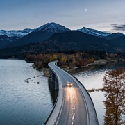 Sylvenstein Lake in Lenggries, Bavaria