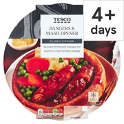 Bangers and Mash in Yorkshire Pudding