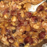 Vegan Soya Flake Pudding With Cherries, Rhubarb, Dates, Cranberries and Sunflower Seeds