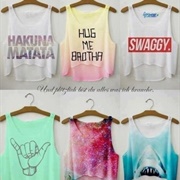 Graphic Print Crop Tops
