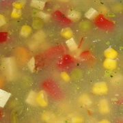Vegan Vegetable Aspic With Bell Pepper, Corn, Peas, Carrots and Smoked Tofu