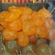 Candied Apricots and Grapes
