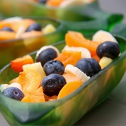 Fruit Salad With Pineapple, Melon, Banana and Blueberries