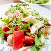 Watermelon Salad With Radish, Sprouts and Lettuce