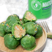 Matcha Valrhona Dipped Brown Butter Funfetti Cake Truffles