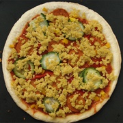 Vegan Zucchini and Peperoni Sausage Pizza