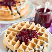 Waffle With Blackberry Jam