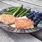 Vegan Chickpea Patties With Asparagus and Blueberries