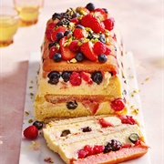 Sliced Limoncello and Berry Trifle Cake